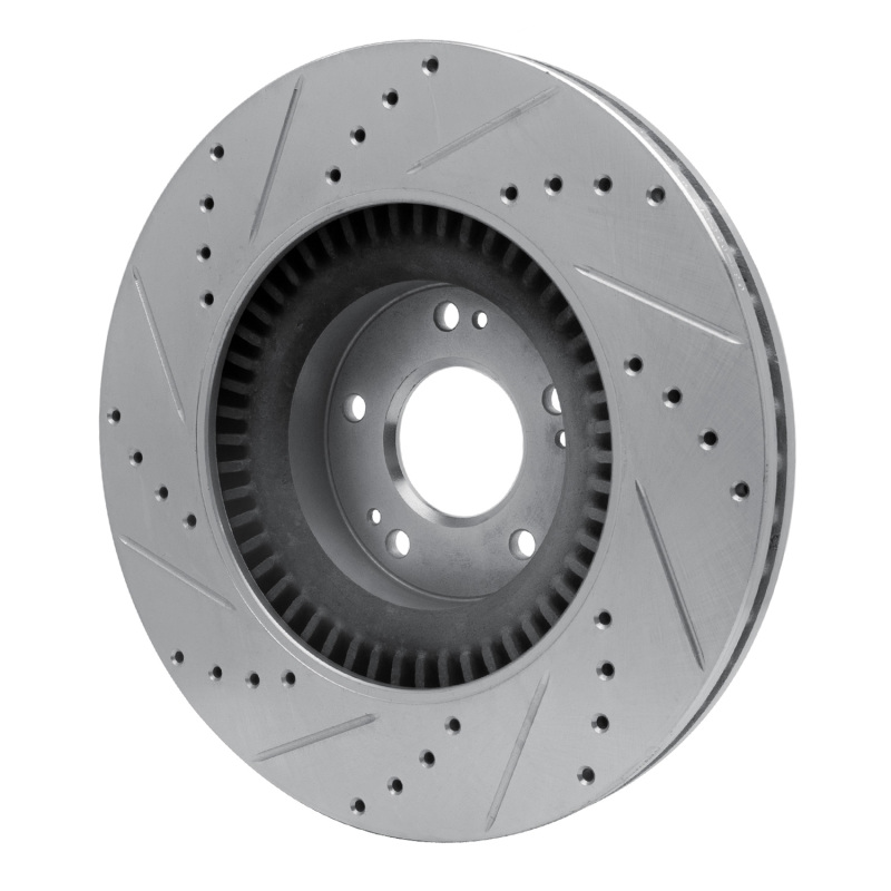 Genesis G80 Brake Rotor (1) - Front Right - R1 Concepts - Drilled & Slotted - Silver - `11-`17